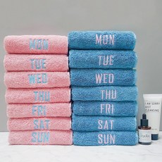 송월타월 180g 40수 코마사 데일리요일수건 세트(7장 1set), 1개, 데일리 요일수건 인디블루1set
