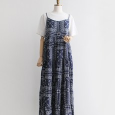 오브원 시에라 페이즐리 뷔스티에 롱 원피스