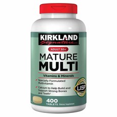Kirkland Signature 성인 멀티 비타민 미네랄 Adult 50+ Mature Multi Vitamins Minerals 400정, 1개