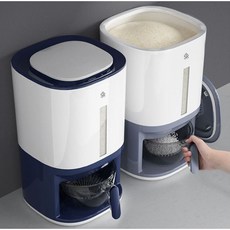 크라운 SR 계량 밀폐 원터치 쌀통 10~12kg 쌀독 쌀 보관통 식약청 검사완료, 밀폐 쌀통-네이비