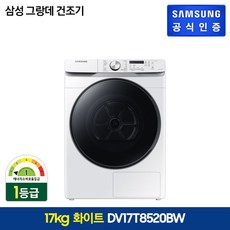 삼성 그랑데 1등급 건조기 17kg 화이트(DV17T8520BW)+21kg 1등급 세탁기(WF21T6000KW), 단일옵션