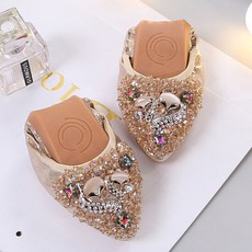 소프트 단독 접이식 여성 발레 플랫 럭셔리 라인 석 여성 신발 빅 사이즈 43 44 45 로퍼 봄 가을 신발 여성