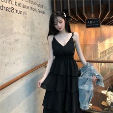 우리봄빛 [L-4XL]뷔스티에 티어드 캉캉 롱 원피스 63287