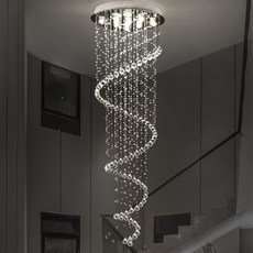 k 대형 led 나선형 거실 스탈 샹들리에 조명기구 계단 계단 램프 쇼케이스 침실 호텔 홀, d35cmxh150cm, 따뜻한 화이트