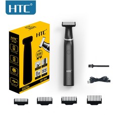 htc 남성용 전기 사타구니 헤어 트리머 음모 트리머 남성용 바디 그루밍 클리퍼 비키니 제모기 충전식 면도기, 검은색