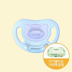 더블하트 노리개젖꼭지+아기물티슈100매입(캡형), 소프트버디 S 블루(0~3개월)