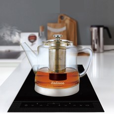 이탈리아노 커피 앤 티포트 인덕션용 내열 유리 차망 주전자 티주전자 1.8L