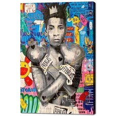 노 브랜드 Jean-Michel Basquiat 초상화 그림 예술 인쇄 팝 다채로운 낙서 캔버스 페인팅 뱅크시 아트 워크 미국 여성 슈퍼 스타 포스터 뻗은 프레임 준비, with frame