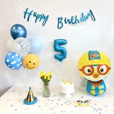 민즈셀렉트 뽀로로 생일풍선 세트 해피벌스데이풍선 생일파티 Happybirthday 이벤트, 숫자 5세트