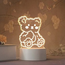 지앤씨 캐릭터 곰돌이 무드등 수면등 LED 아크릴 usb충전식 미니조명, 생각하는곰돌