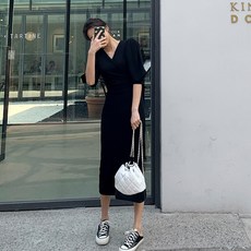 떳다그녀 메이미 브이넥 롱 원피스