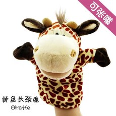 구연동화 손인형 동물 세트 손 쇼 인형 입 복화술 공룡 토끼 늑대 입을, 노란 기린_25cm