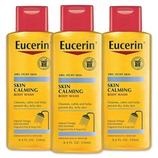 Eucerin 스킨 카밍 바디 워시 건성 및 가려움 방지 클렌징 진정 효과 250 ml 3개입, 16.9 Fl Oz (Pack of 1)