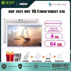 태블릿PC bdf 10.1 인치 android 9.0 4gb64gb octa core, 탭 커버 64GB tf, 푸른