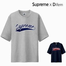 슈프림 정품 5부오버핏반팔 커시브슈프림 M~5XL 빅사이즈 남녀공용 반팔티셔츠