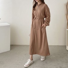 더노운 가을 아노락 허리스트링 캐주얼 원피스