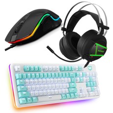 녹스 유선 RGB 게이밍 마우스+장패드, NX-M1+NX-3 PLUS+VALKAN CK 화이트