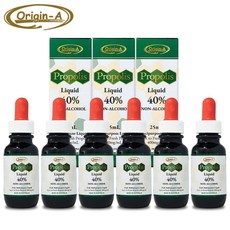 [오리진에이] 프로폴리스 리퀴드(액상) 원액 40% 25ml X 3병 무알콜 수용성 + 양태반크림 증정 1개, 6병, 25mg 40%