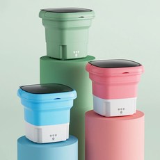 미니세탁기 접이식 캠핑 여행 휴대용 세탁기 세탁+탈수, 핑크
