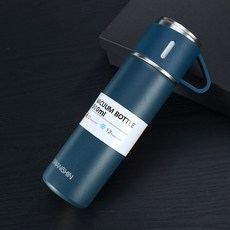 500ml 더블 레이어 보온병 머그잔 스테인레스 스틸 진공 보온병 커피 컵 휴대용 여행 출장 절연 물병, Blue