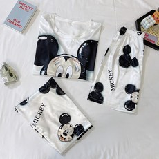 여름 커플 잠옷 세트디즈니 미키 마우스 cute kawaii 3 piece set 실크