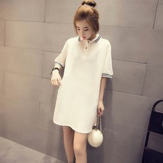 끌리시아 여성 폴로칼라 코튼 스트라이프 무지 미니 S-3XL 원피스 OB06
