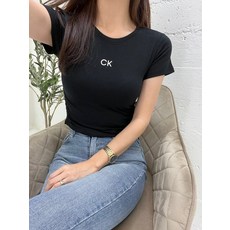 캘빈클라인 퍼포먼스 CK 로고 여성 크롭 티셔츠/