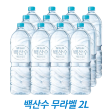 농심 백산수 무라벨생수 2리터 라벨없는 가정용생수배달, 36개