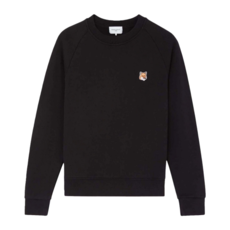 MAISON KITSUNE 메종키츠네 22SS 여성 폭스헤드 패치 맨투맨 블랙 AW00303KM0001 P199