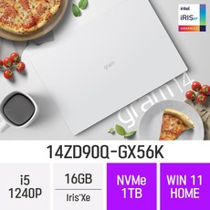 LG전자 2022 그램14(12세대) 14ZD90Q-GX56K - 14인치 Iris Xe 휴대용 대학생 인강용 문서작업 가벼운 초경량 노트북, Win11 Home, 16GB, 1TB