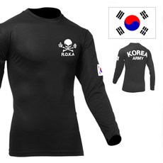 군헌터 쿨 ROKA 백골 검정 긴팔 티셔츠 기능성 밀리터리 티