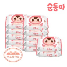 순둥이 베이직 무향 엠보싱 물티슈 휴대 리필형 20매 12팩(B휴12) 유아물티슈, 12팩