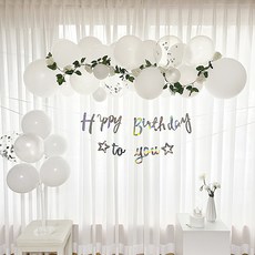 풍선 클라우드 가랜드 스탠드 생일 신년 연말 파티 돌 두돌 환갑 파티, 풍선가랜드+덩굴장미, 화이트