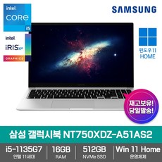 삼성 갤럭시북 NT750XDZ-A51AS2 [Win11Home+i5-1135G7+RAM 16GB+NVMe 512GB+39.6 FHD] 가성비 노트북, WIN11 Home, 16GB, 512GB, 코어i5, 미스틱 블루