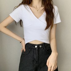 여성 반팔티 티셔츠 슬림 핏 반소매 여자반팔티셔츠 크롭 T 스퀘어 넥 인박카249