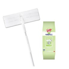 3M 올터치 더블액션 막대걸레 대형+베이직 미세먼지 정전기 청소포 60매, 1세트