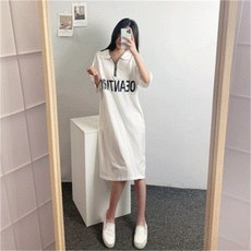 [비위치] 레터링 아노락 오버핏 원피스
