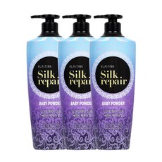 엘라스틴 실크 리페어 샴푸 베이비 파우더 향, 550ml, 3개
