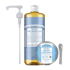 닥터브로너스 베이비 마일드 퓨어 캐스틸 솝 950ml + 베이비 매직밤 57g + 펌프 + 스페출러, 50세트