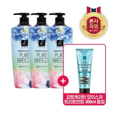 LG생활건강 엘라스틴 퍼퓸 퓨어브리즈 샴푸 600ml 3개+트리트먼트 300ml 본품 증정, 1세트