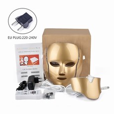 피부관리기 LED마스크 홈케어 초음파 고주파 피부관리 7 색 led 페이셜 마스크 넥, 1-EU 플러그 박스