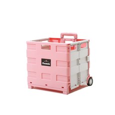 이소품 담다 접이식 쇼핑카트 대 + 뚜껑, 핑크 + 그레이, 1세트