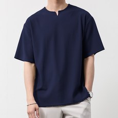 [오버나인] 남자 트임 V라인 오버핏 반팔 티