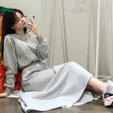 주디앤 여성 사계절 날씬 허리 맨투맨 롱 원피스 리빙공감