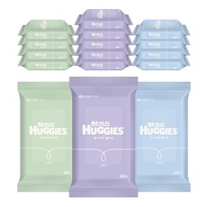 하기스 퓨어 쁘띠 아기물티슈 휴대용, 20매, 16팩
