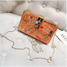 여성 클러치 letter graffiti box design pu leather 백 및