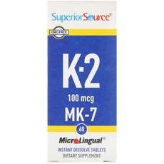 Superior Source 비타민K 2 100mcg 빠르게 용해 MicroLingual 정제 60정