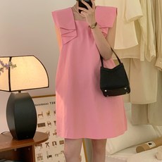 비비에모 스퀘어넥 슬리브리스 주름카라 미니 원피스 01285