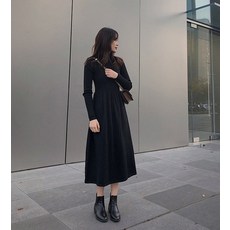 따뜻한 겨울 원피스 겨울멋쟁이 겨울나들이 스웨터 드레스 코트와 함께 햅번 스타일 리틀