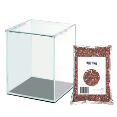 그로비타 올디아망 유리어항 15하이큐브 + 플로워링 1kg 세트, 혼합색상(수조), 적사(플로워링)